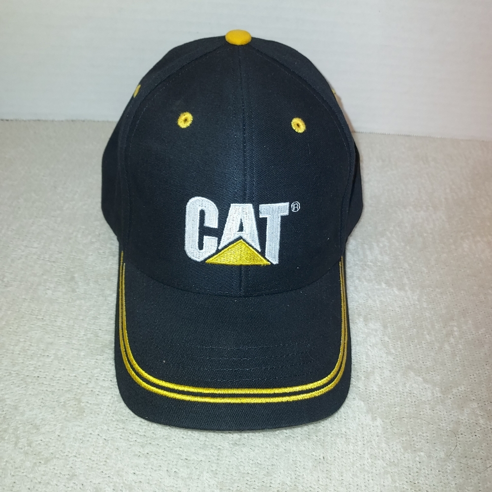 Caterpillar black with white/yellow embroidered logo adjustable baseball…